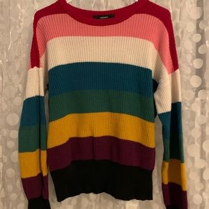 Rainbow striped knit sweater